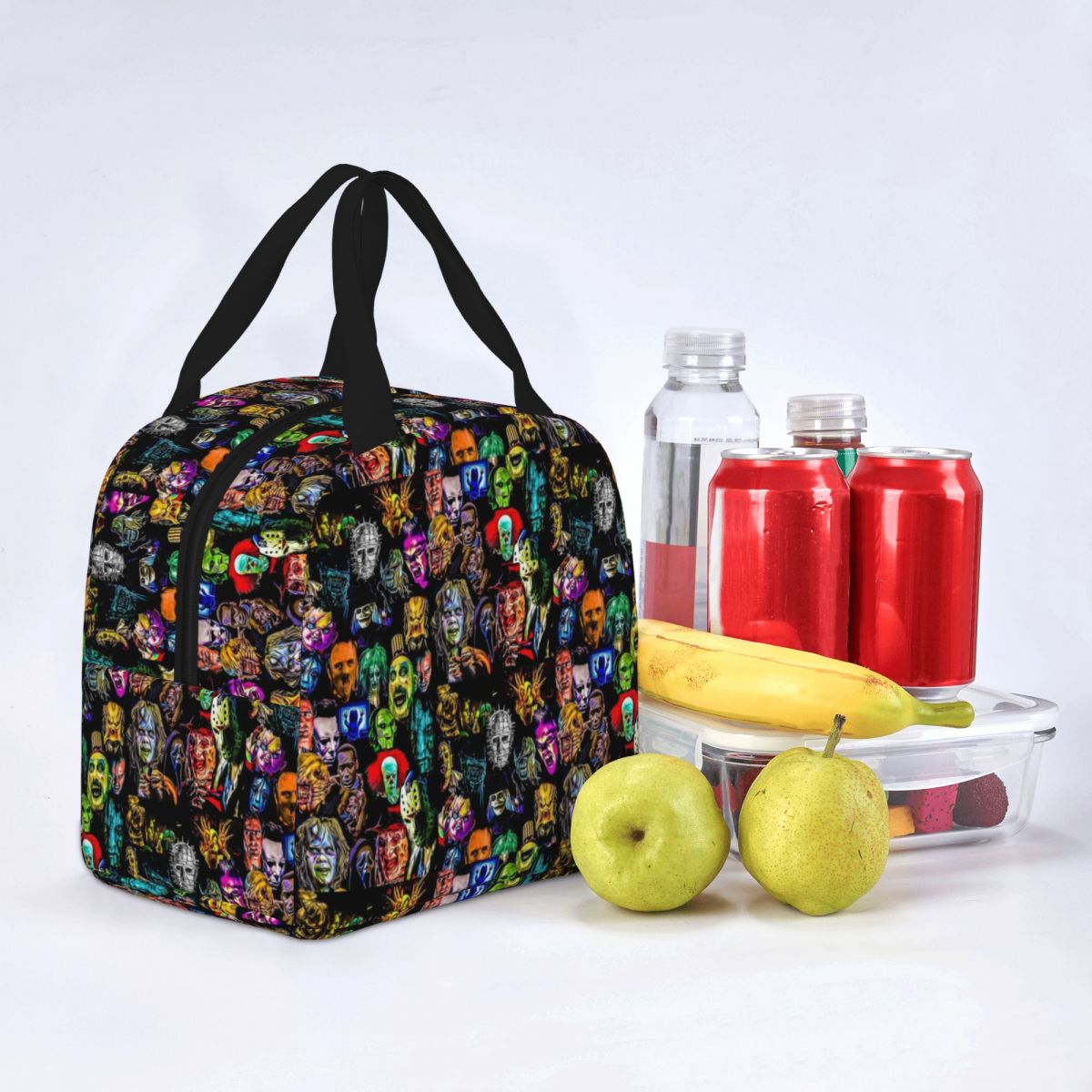 Horror Film Baddies Legends Insulated Lunch Bags Hellraiser Pinhead Meal Container Thermal Bag Lunch Box Tote Outdoor Food Bag