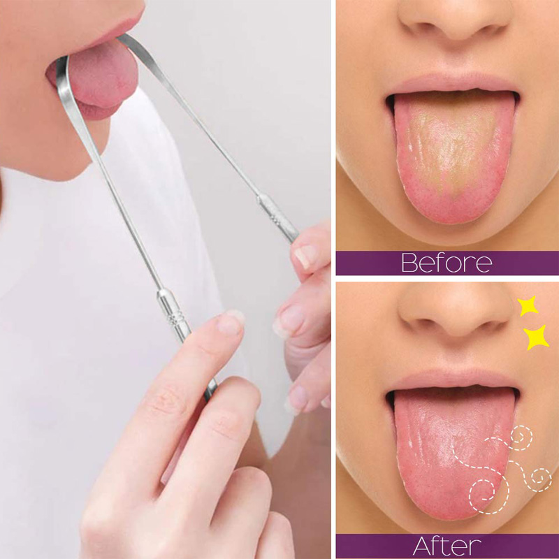 Stainless Steel Tongue Scarper cleaners for oral hygiene gratte langue tounge Scrapper Toothbrush Tongue Scraper Cleaning Brush