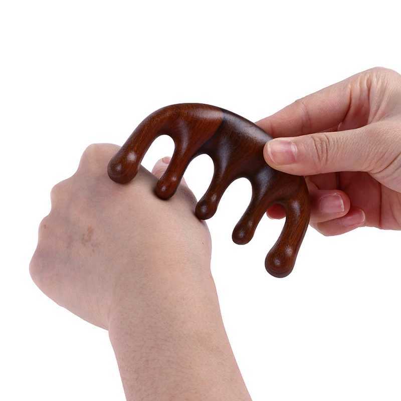 Meridian massage comb five tooth handleless wooden dot top comb wide tooth sandalwood comb massage tool W241112