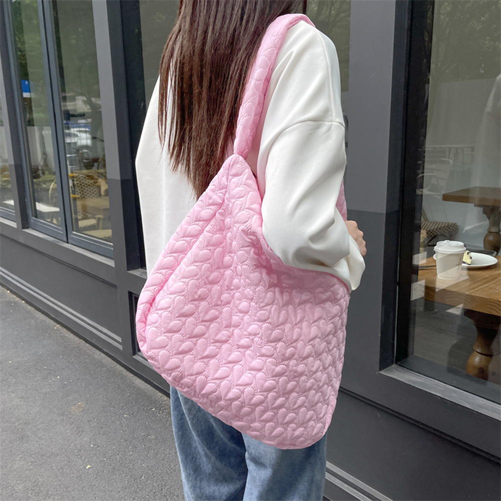 Women Travel Hobo Bag Solid Quilted Padded Crossbody Bag Large Capacity Zipper Shoulder Tote Purse Bag for Work Outing Daily Use