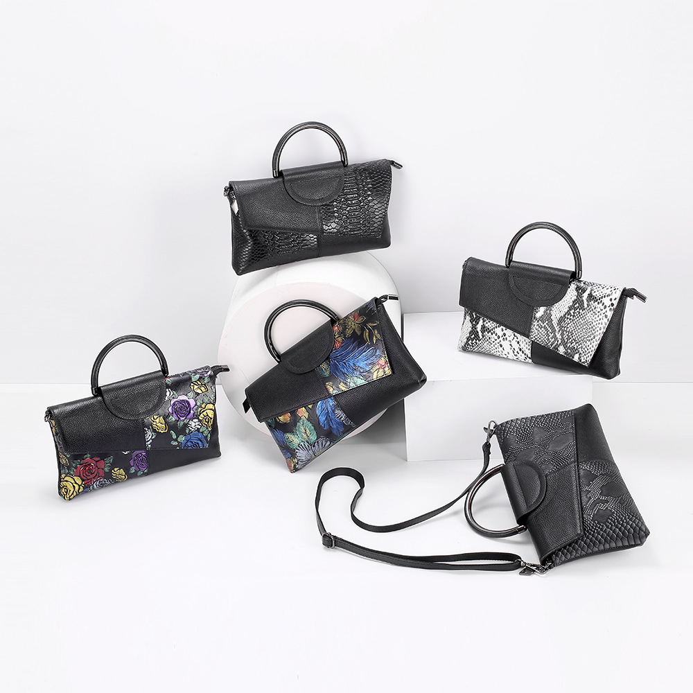 Genuine Leather Shoulder Bags Women Luxury Serpentine Cowhide Handbag Phone Lipstick Key Pouch Clutch Crossbody Bag For Female