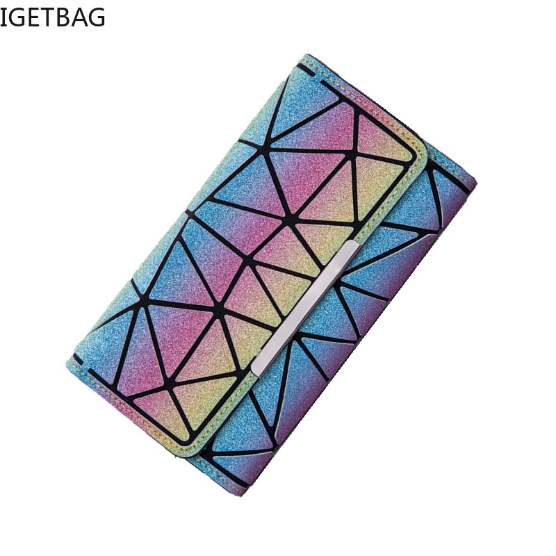 Purse Geometric Wallet Women Long women's Clutch s Money Bag Three Folds Ladies Card Holder carteira portfel e3bed