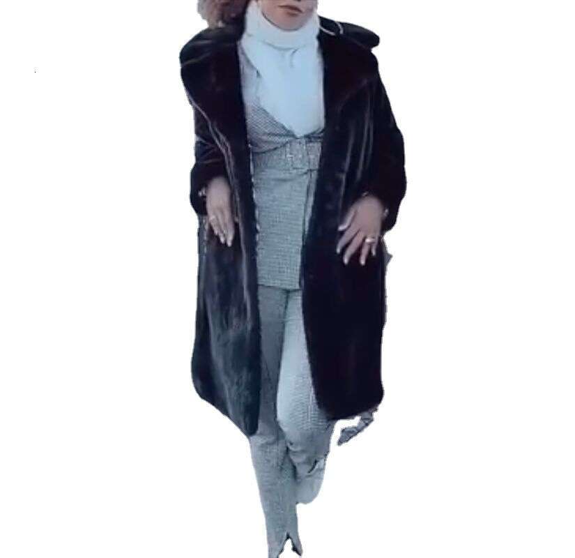 shanshi fur coat women INS Autumn/Winter Loose Lapel Collar Mid length Faux Fur Coat
