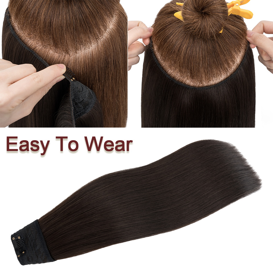 Benehair Clip in Hair Extensions with 5 Clips V-Shaped One Piece Hair Extensions 160g 18inch Long Synthetic Hairpieces for Women 66ff5