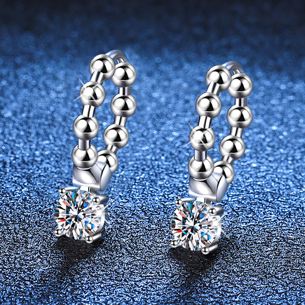 Serenity Day 1cttw 2 Stones Real D Color 5mm Full Moissanite Hoop Earrings For Women Gift S Sterling Sier Stud Fine Jewelry db4ec 5 2f9ae