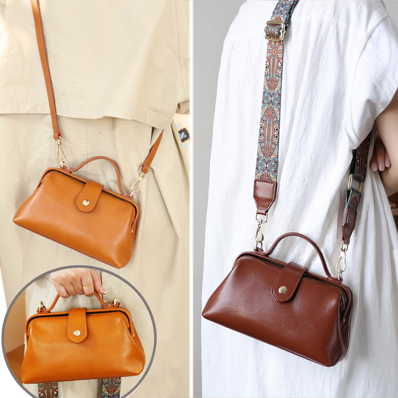 New Women High Quality Waterproof Genuine Leather Messenger Lady Minimalist Doctor Handbag Girls Crossbody Shoulder Bag Genuine Leather BagVoyage