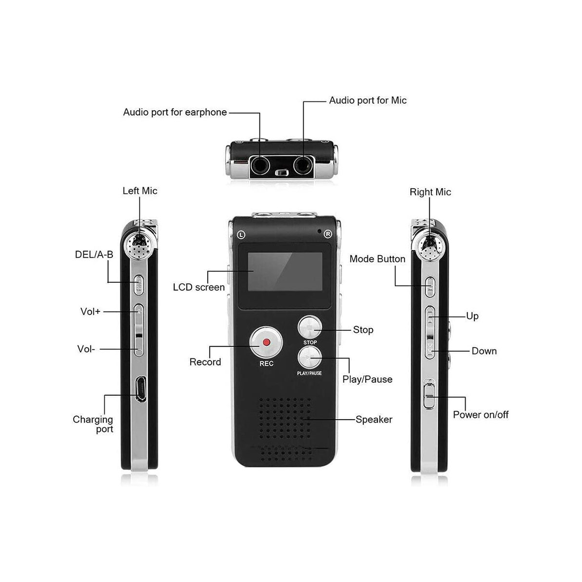 Paranormal Ghost Hunting Equipment Digital EVP Voice Activated Recorder USB US 8GB (Black) - view 7