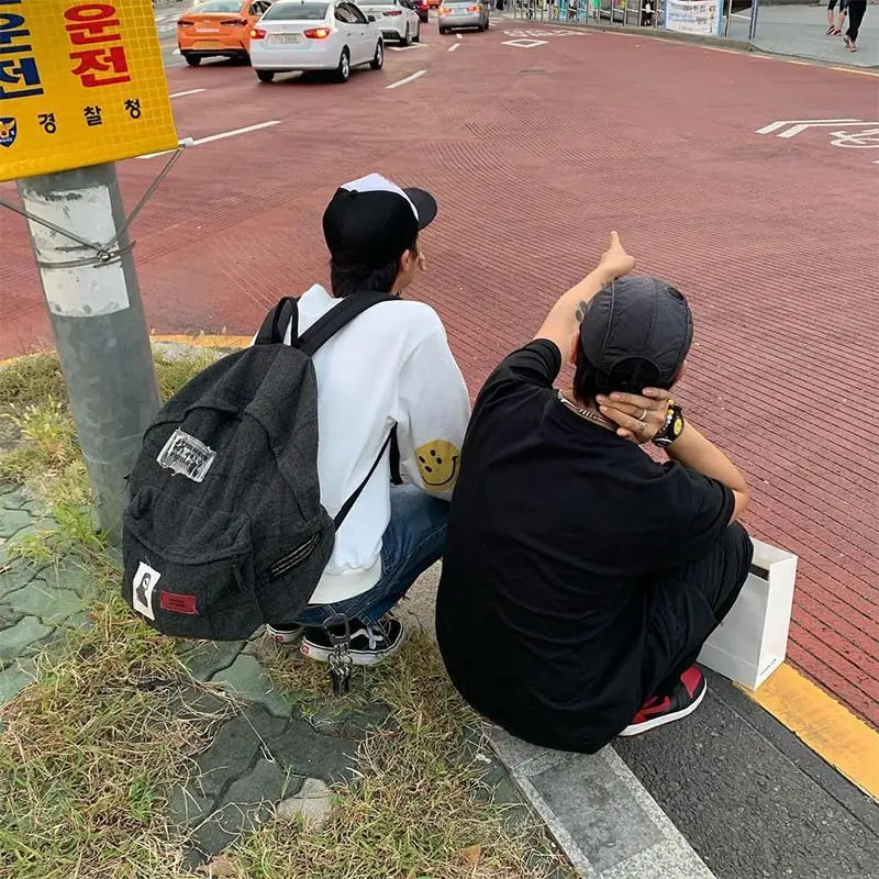 Large capacity Y2k fashionable letter embroidered backpack patch work retro Gothic backpack casual student backpack 241111