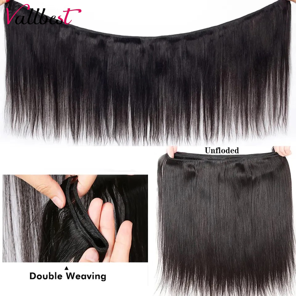 Vallbest Straight Human Hair Bundles Peruvian Hair Bundles Straight Human Hair Extensions 1/3/4 Pcs Straight Bundles Human Hair 409b3