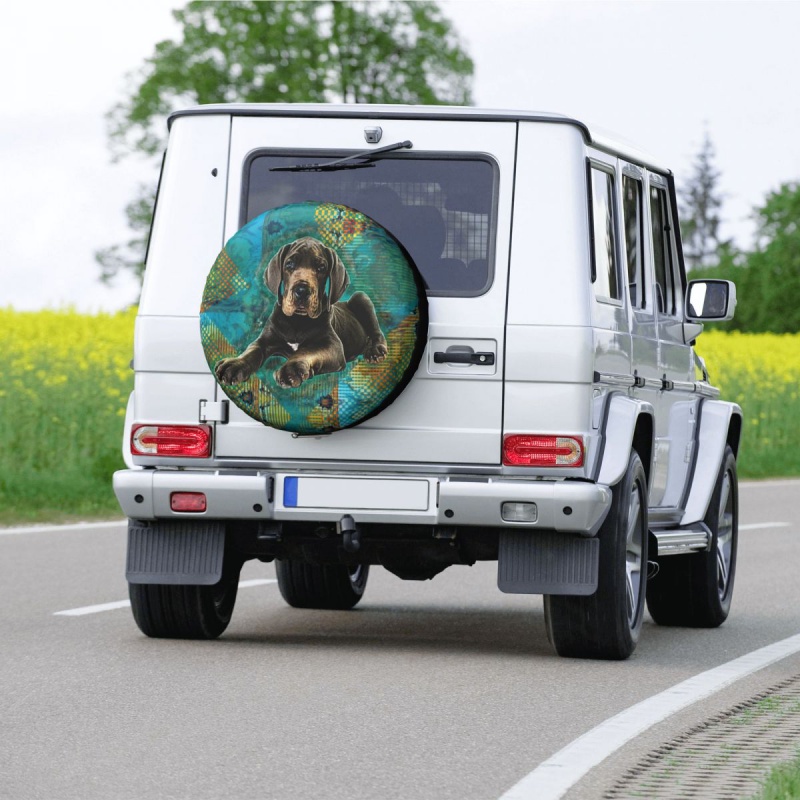 Great Dane Puppy Dog Spare Tire Cover for Jeep Mitsubishi Pero German Mastiff Deutsche Dogge Dust-Proof Car Wheel Covers