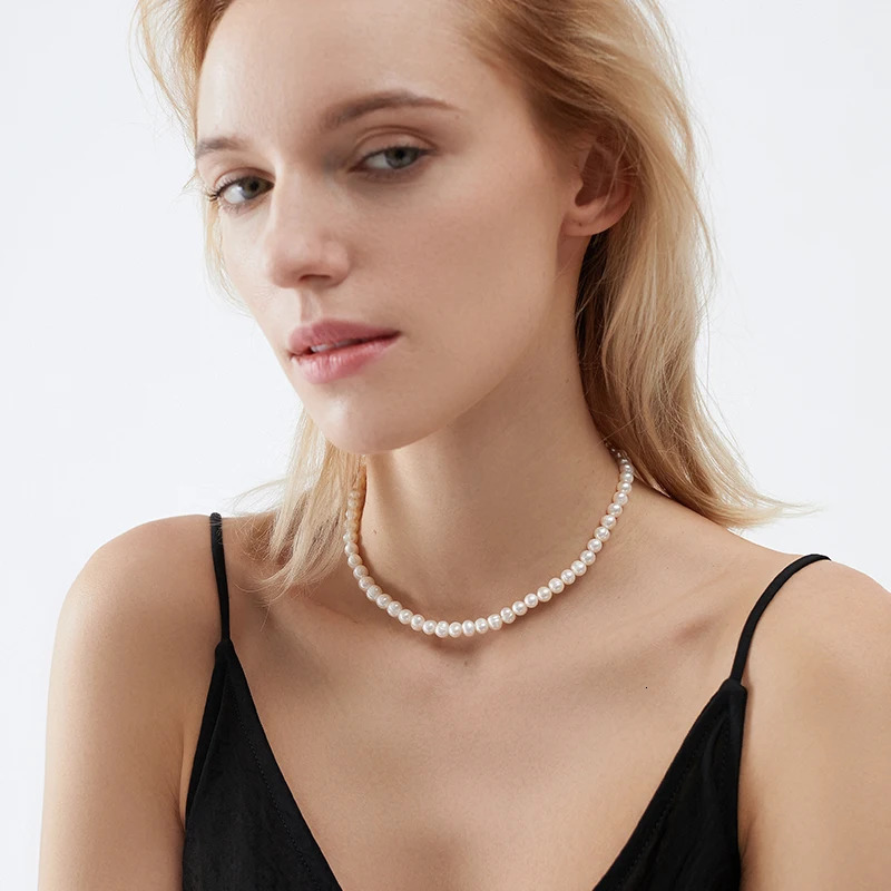 Natural freshwater pearl necklace 925 sterling silver jewelry womens gift fashion 241112
