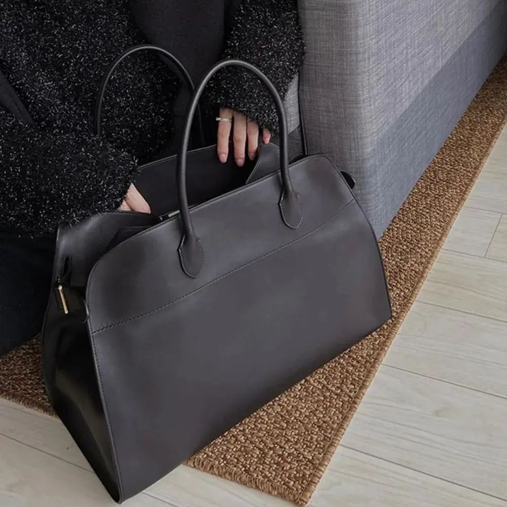 Design Handbag Leather High-Capacity Commuting Bag, Cowhide Suede Briefcase Genuine Leather Formal Style