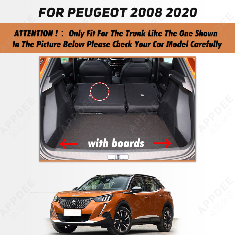 Auto Full Coverage Trunk Mat For PEUGEOT 2008 2020 Anti-Dirty Car Boot Cover Pad Cargo Liner Interior Protector Accessories 14f55