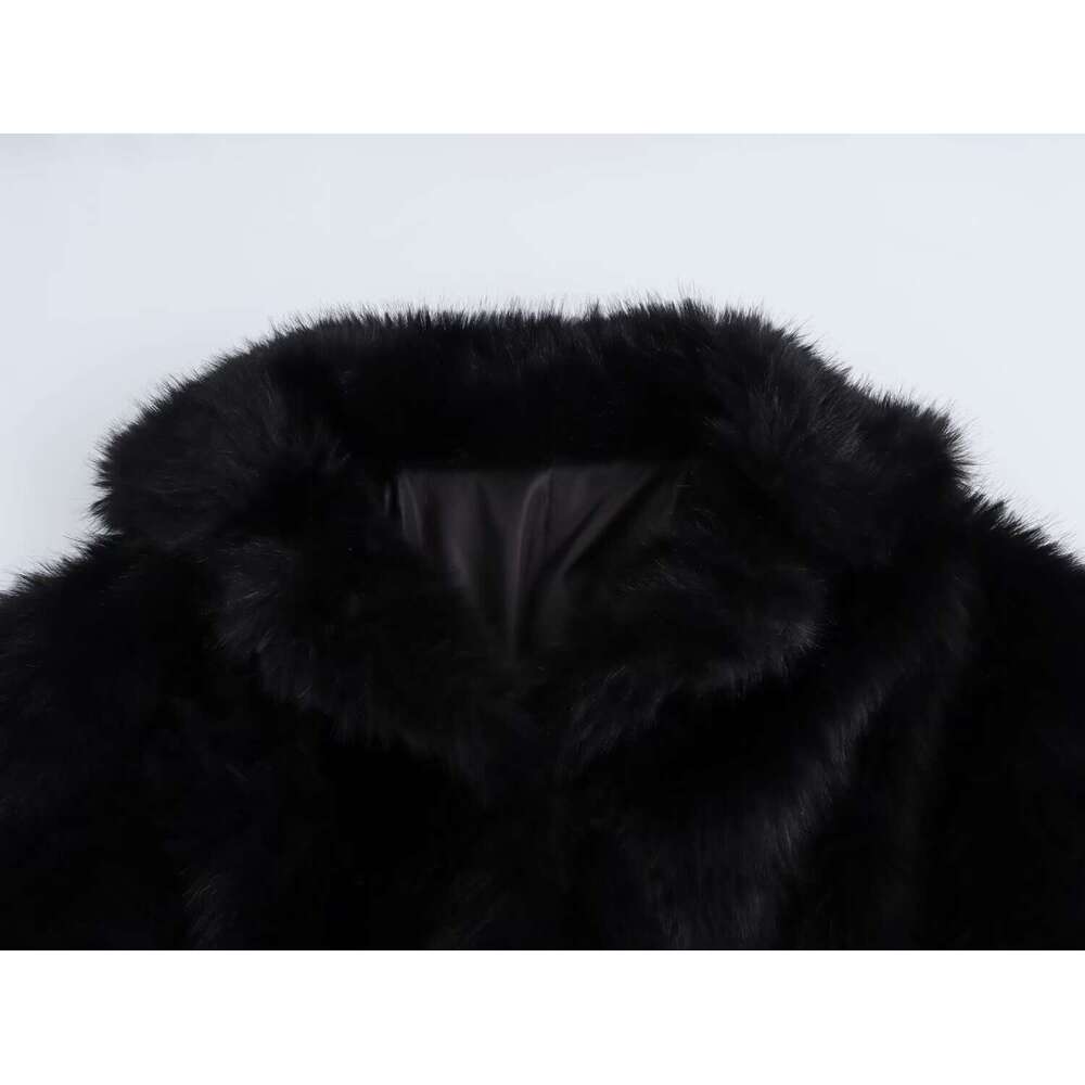 shanshi fur coat women Women's winter new artificial fur effect black coat jacket