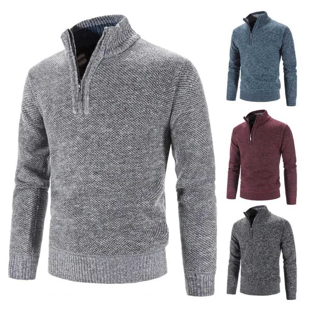 Mens Pullover sweatshirt slim fit casual turtle neck high-quality mens winter thick warm standing collar cardigan 3XL W2411111