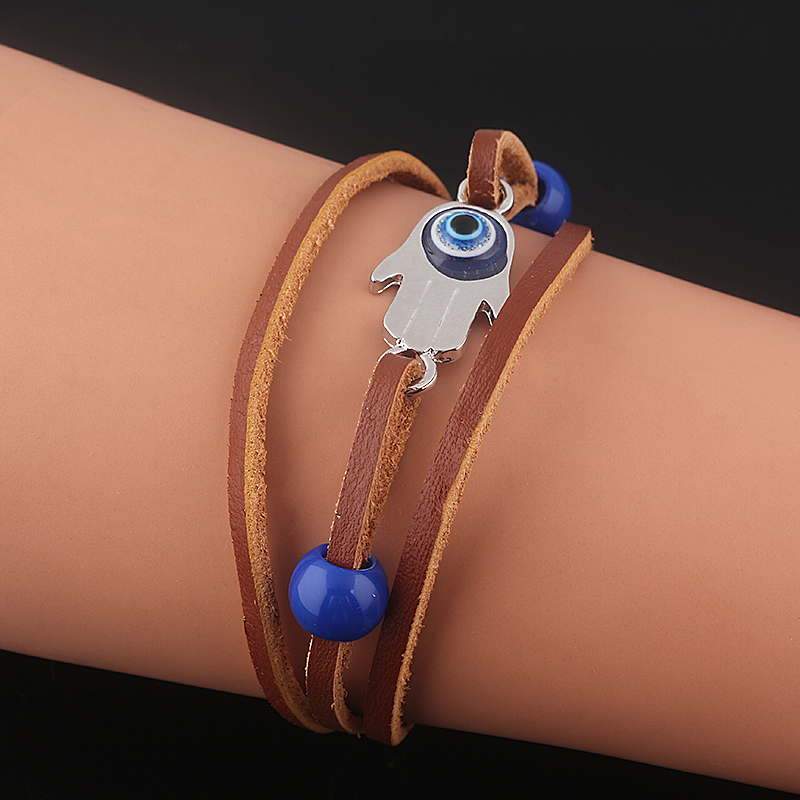 Game The Last of Us Part 2 Ellie Dina Hamsa Bracelet Evil Eye Blue Beads Leather Bracelets Bangles for Women Men Jewelry