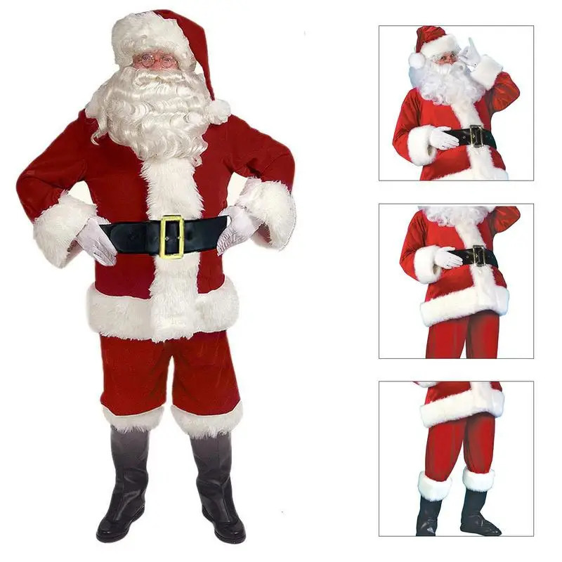 Santa Claus Suit For Adults 7PCS Party Men Family Costume Santa Claus Costume year Adult Christmas Cosplay Costume 241111