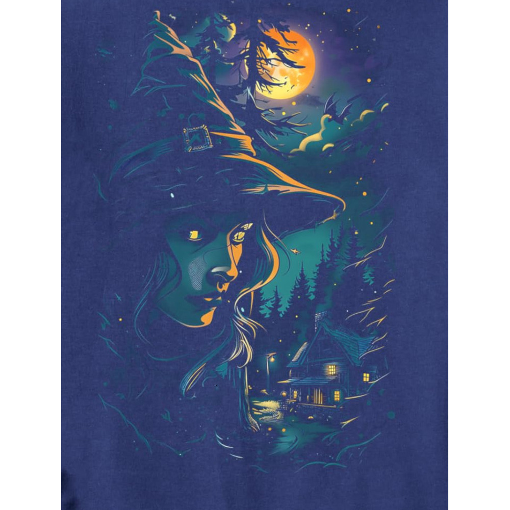 Long Sleeve Shirts for Men sweatshirt Halloween Witch Costume Party Spooky Forest Moon Decor Sweatshirt T shirt Tee Streetwear Casual tops clothes