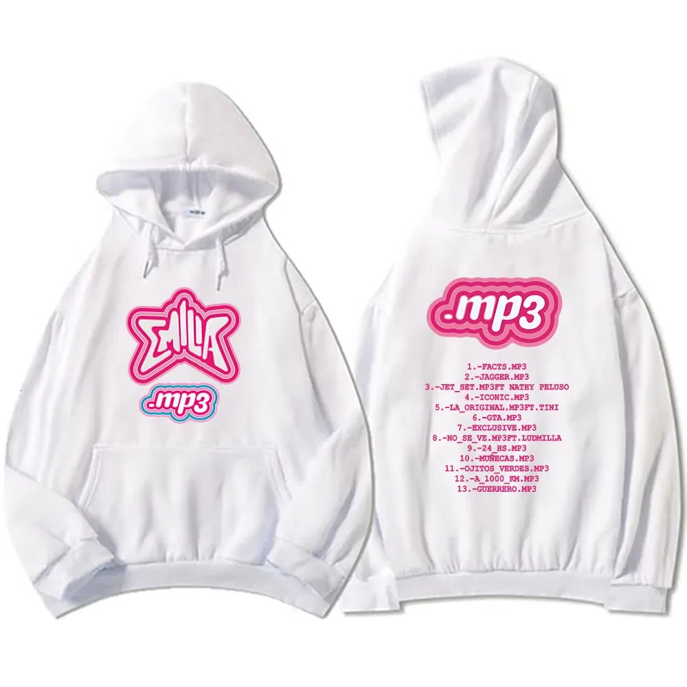 Woman Winter Clothes MP3 Emilia Mernes Hoodie Prined Sweatshirts Casual Long Sleeve Sudaderas Pink Unisex Soft Hoody 241112