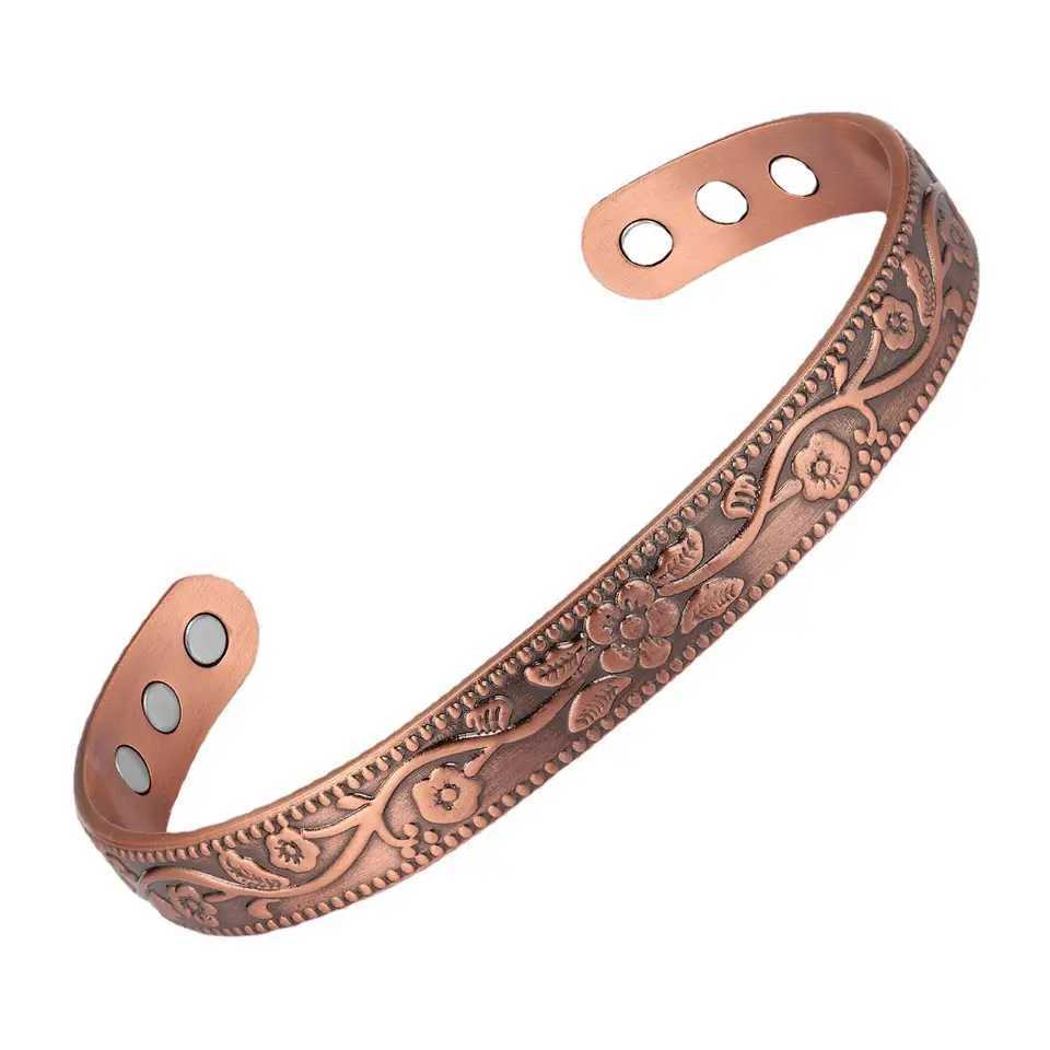 Magnetic Bracelet Vintage Wreath Bracelet Set Adjustable Mens and Womens Electroplated Ancient Copper Magnetic Bracelet W241111