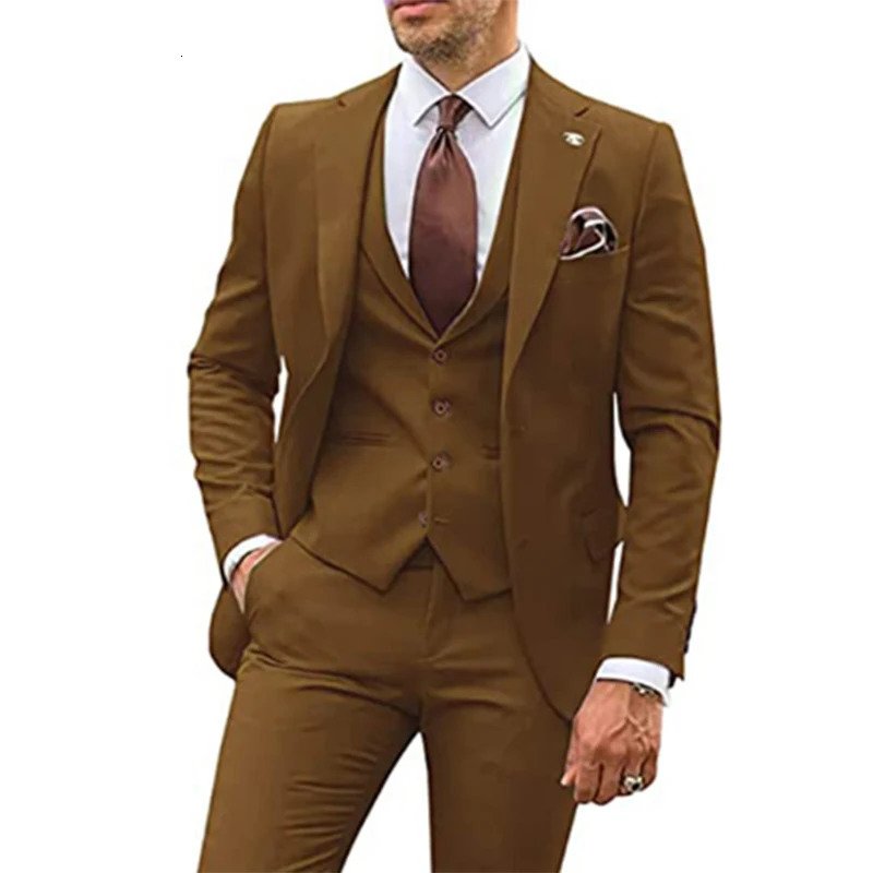 3 pieces of beige mens slim fit mens evening dress wedding set mens formal party set mens Trajes De Hombre 241112