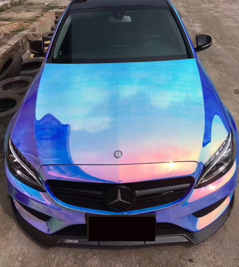 10/20/30/40/50*137cm Premium Holographic Chrome Blue Purple Rainbow Neo Car Vinyl Wrap Sticker Decals Roll Film
