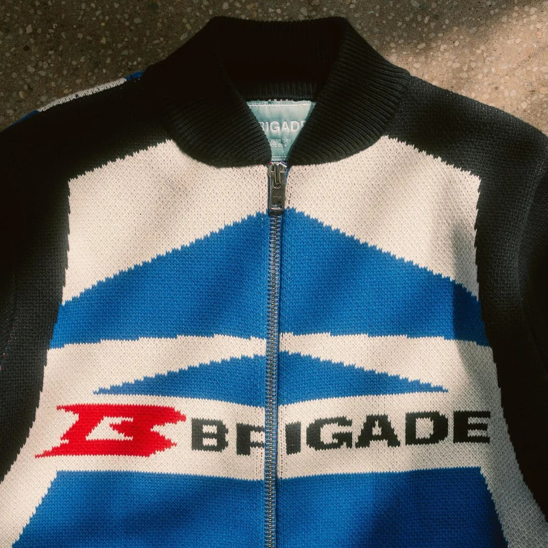 Y2K Vintage Jackets Motorcycle Knit Mesh Graphic Zip Streetwear Men Women Retro Classic Trend Oversized Unisex Clothing 241112