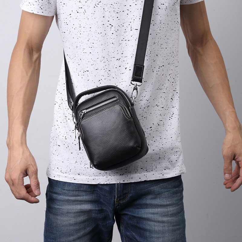High Quality Men's Leather Shoulder Bag Real Cowskin Mini Crossbody s Of Male Small Messenger Phone Pouch Man c91f8