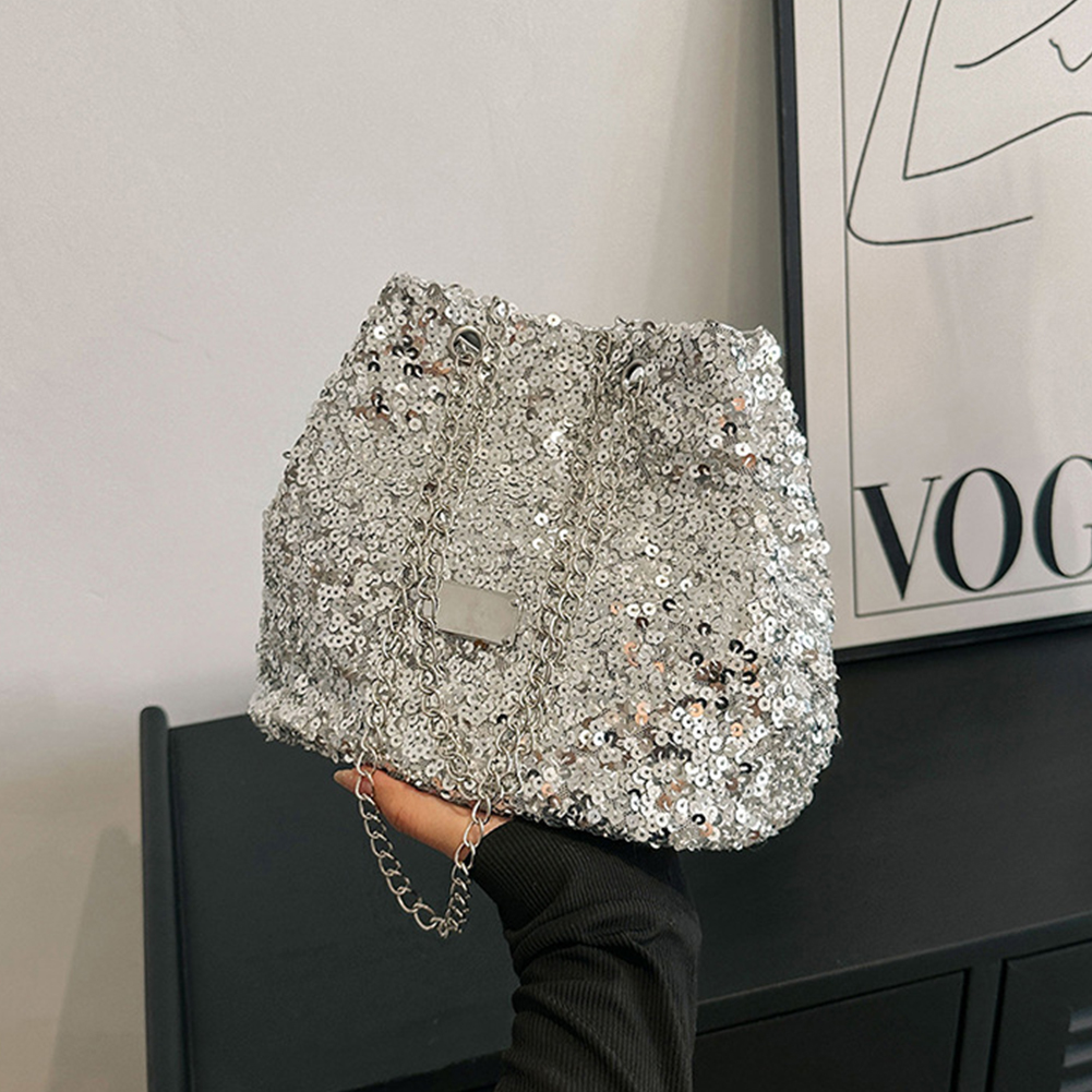Fashion Sequined Women's Bucket Bag Handbags Female Crossbody Shoulder Bag Tote Purse Chain Messenger Bag Lady Handbag tote