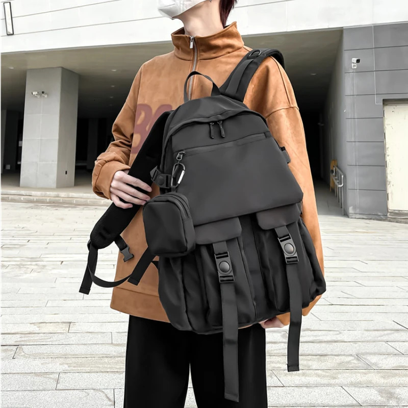 Street fashion trend Korean Rucksacks leisure travel high-capacity backpack Japanese solid full matching Y2k female student backpack 241111