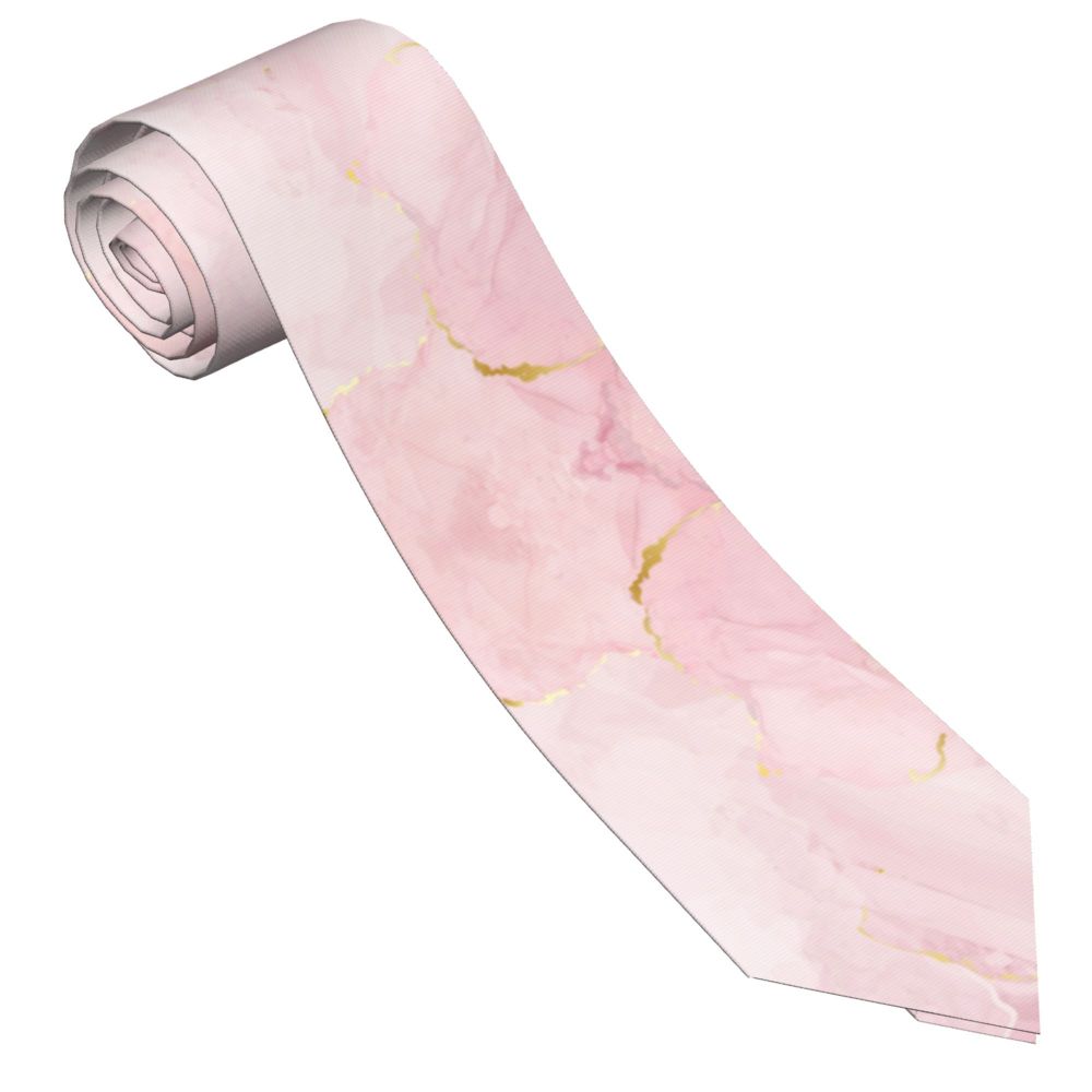 Blush Pink Marble Necktie Men Women Polyester 8 cm Dusty Rose Golden Neck Tie Silk Wide Daily Wear Accessories c997e