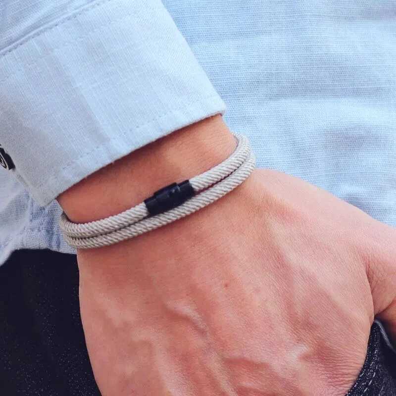 New Mini Mens Rope Bracelet Double layer Survival Bracelet Accessories Boyfriend Gift Magnet Bucket Mens Bracelet W241111