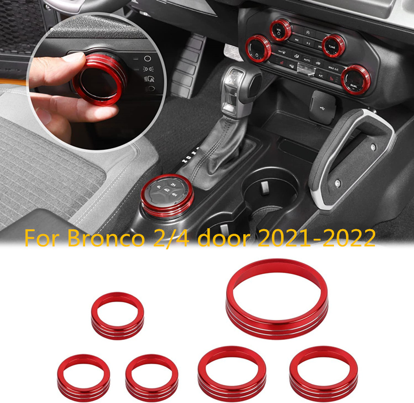 6PCS/SET For Ford Bronco 2023 Accessories Air Conditioning Headlight Switch Knob Decorative Gear Switch Knob Cover Auto Interior