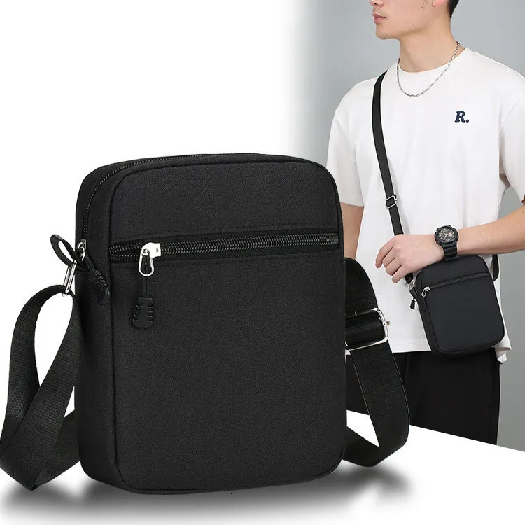 Oxford Shoulder Bag Durable Mini Black Mobile Phone Waist Pack Men Simple and casual crossbody bag 241111