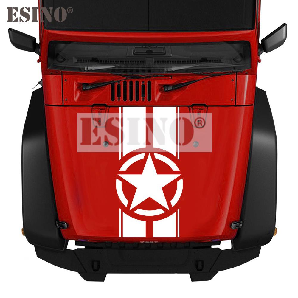 Styling Star Stripe Hood Decorative Cover PVC 3D Carving Vinyl Racing Sports Decal Head Sticker Car Accessories