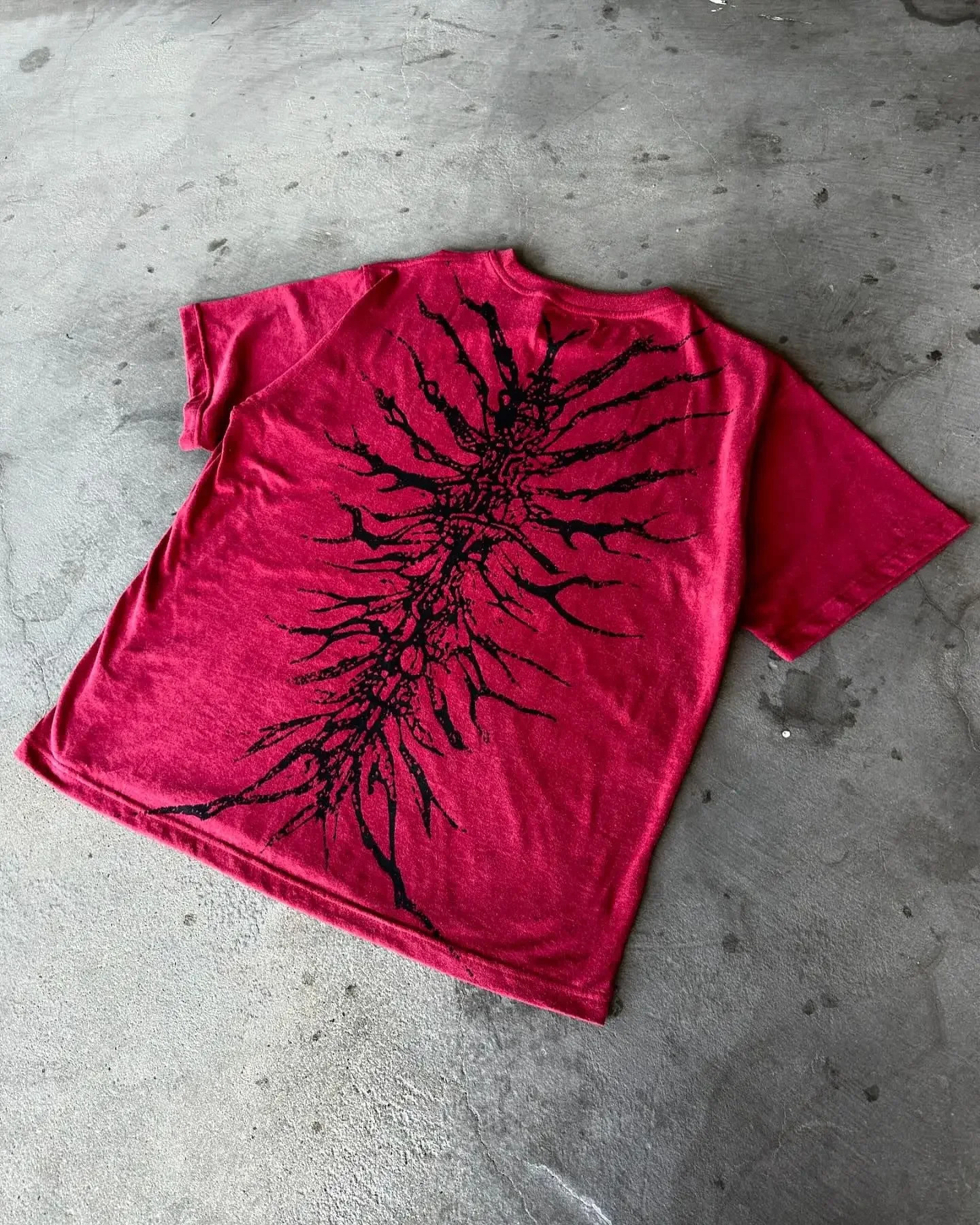 Hip hop street ghoul graffiti pattern T-shirt mens Harajuku Gothic washed cotton short sleeved O-neck oversized loose top 241112