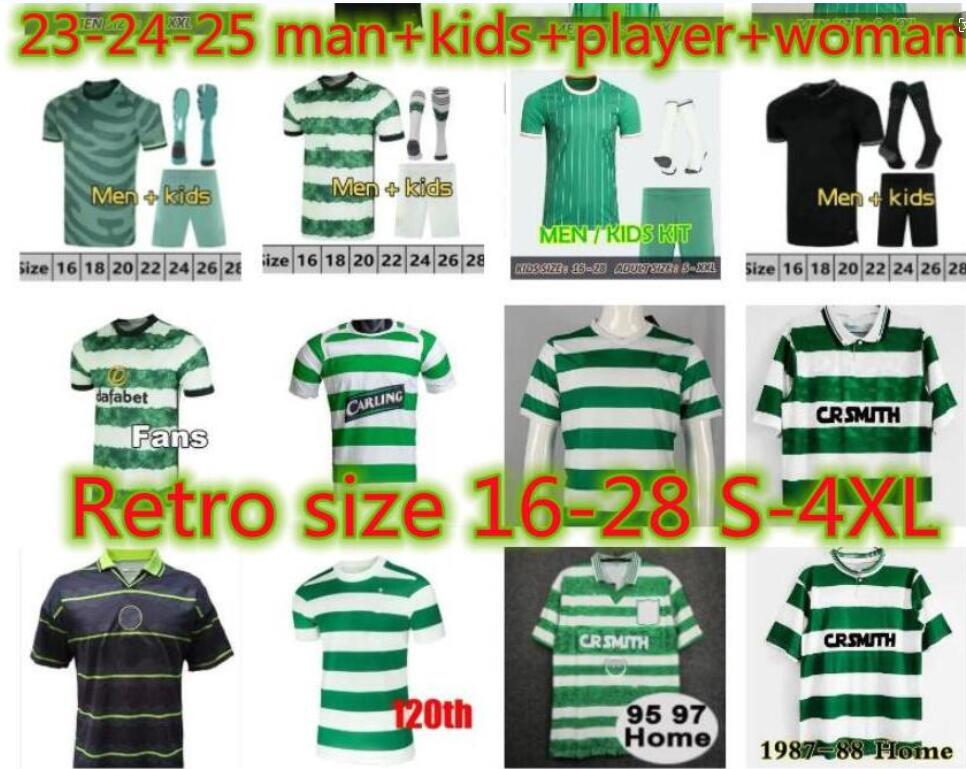 24 25 Celtic Football Shirt MORAVCIK TURNBULL ETI CHRISTIE JOTA GRIFFITHS FORREST GUEYE Retro Celts Soccer Jerseys 87 88 95 97 LARSSON Home Away KYOGO EDOUARD JOSEPH