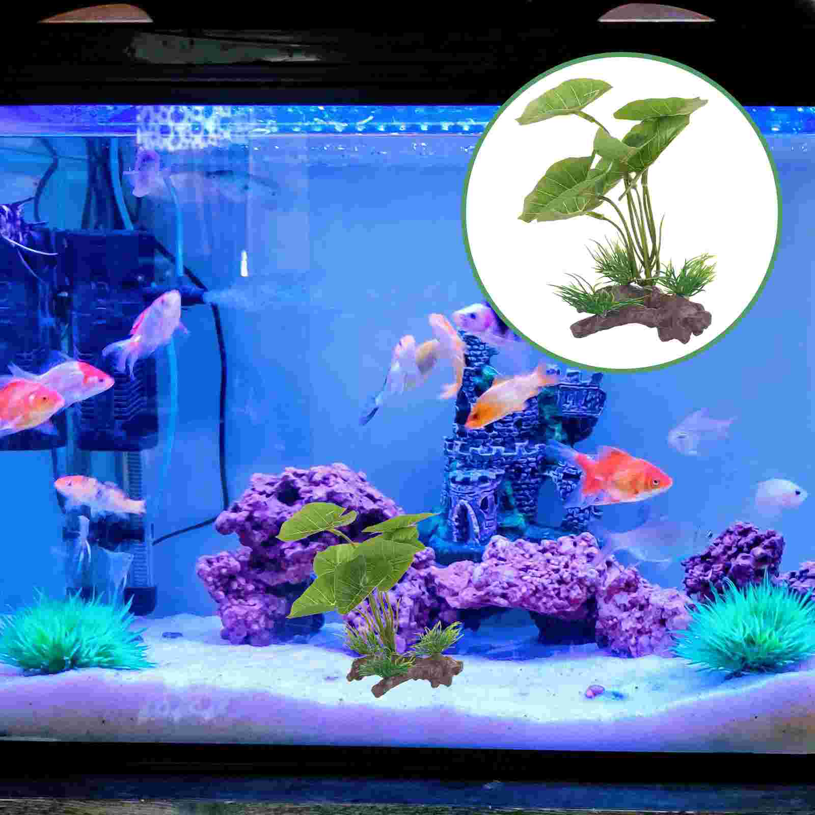 Artificial Water Plants Easter Eggs Fillers LED Chick Puffer Inflatable Betta Plastic for Fish Aquarium Glass