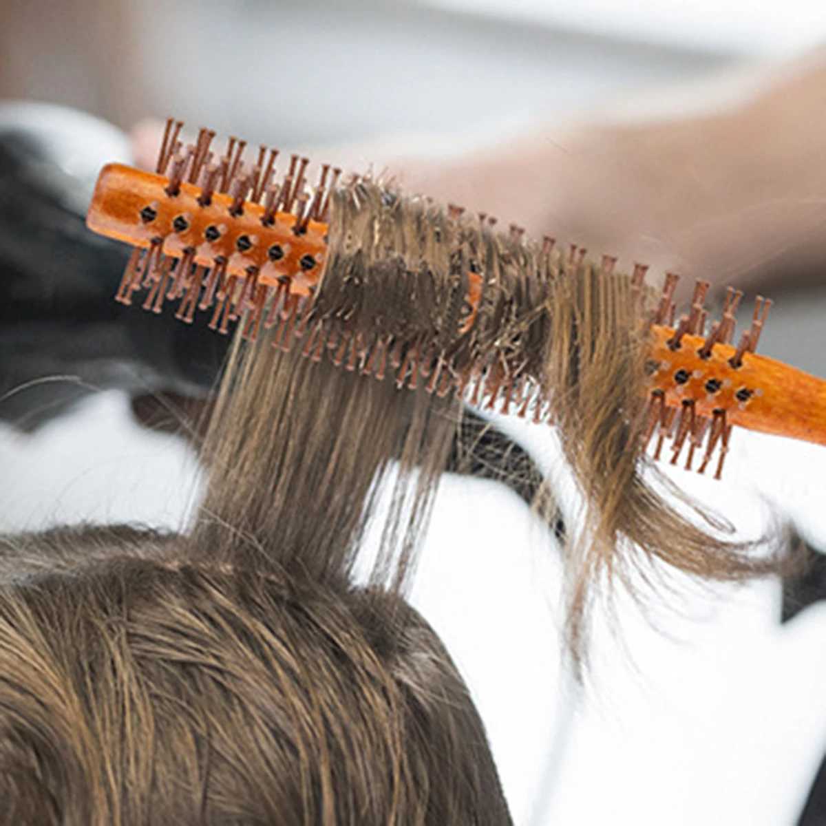 Beard circular brush beard styling hair dryer beard styling brush mens beard care brush beard solid wood brush W241112