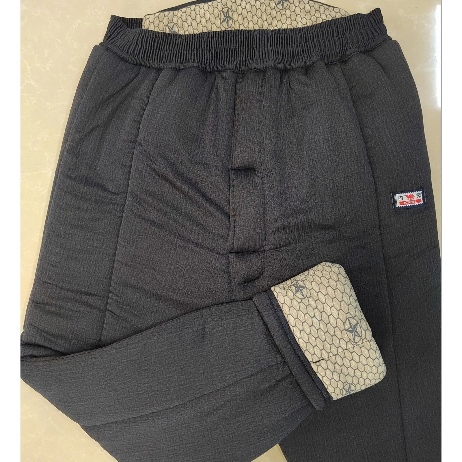 Thermal Underwear Men Winter Cold Stretch Warm Middle Aged Elderly Waist Protection Camel Hair Cottonpadded Trousers 241107Z