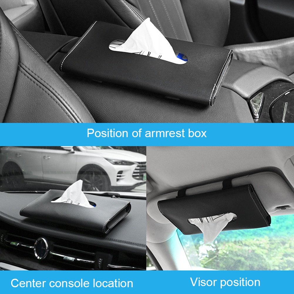 Box Pu Leather Car Sun Visor Holder Tissue Interior Storage For Wet Tissue Box Klinera For Kleenex