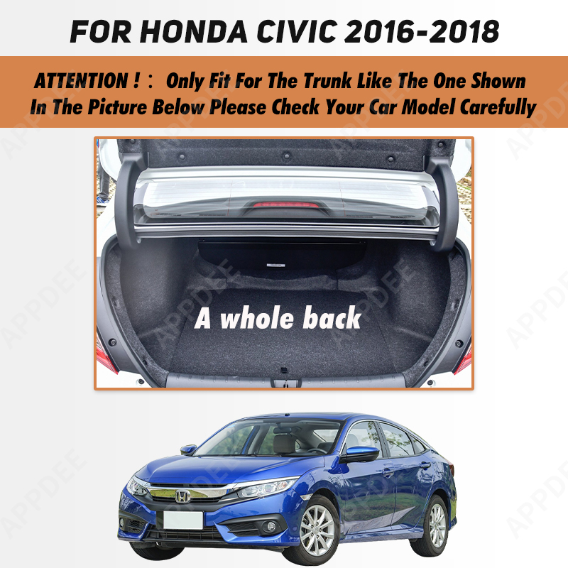 Auto Full Coverage Trunk Mat For HONDA CIVIC 5-Seat 2016 2017 2018 Car Boot Cover Pad Cargo Liner Interior Protector Accessories 95aea