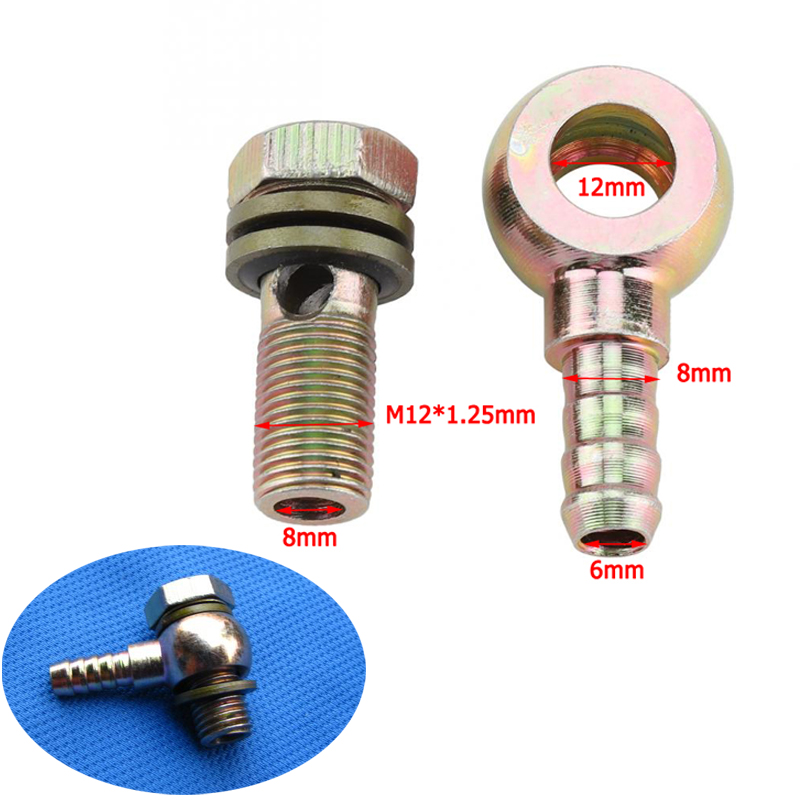 2pcs M12X1.25mm Oil Cooler Screw 8mm Ball Head Adapter For Motorcycle Refit Oil Cooler System Refitting Engine Oil Cooler