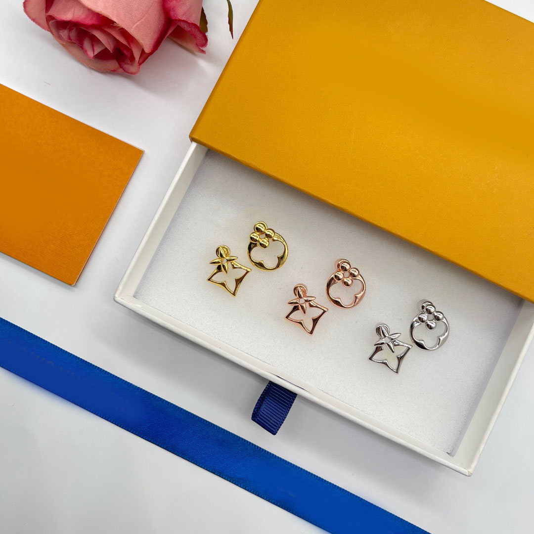 Elegant Stud Earrings Luxury Brand 18K Gold Plated 925 Silver Letter Flower Charm Earrings Crystal Ear Stud Designers For Women Men Wedding Party Jewelry Lover Gift