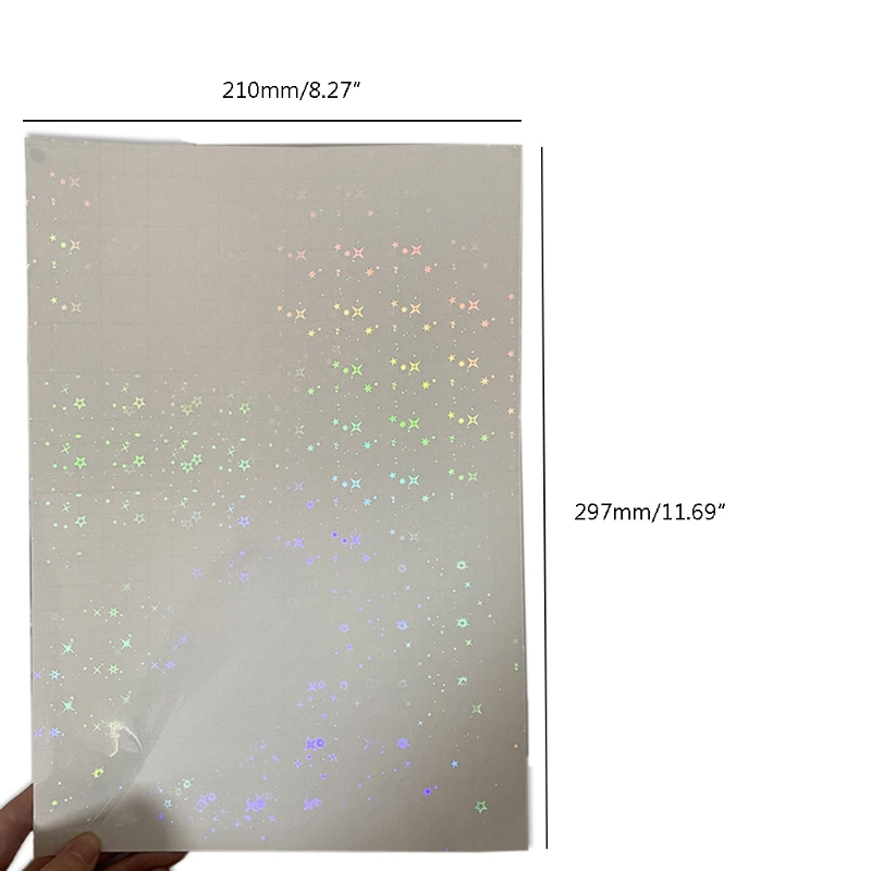 5 Sheets 8.27x11.69Inches Butterfly Glass Heart Shape Holographic Cold Laminated Film Glitter Holographic Overlay Laminating