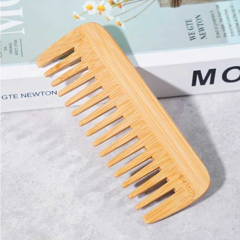 Bamboo wide tooth comb hair brush corner comb anti-static curly hair suitable for women men smooth massage and home salon use W241112