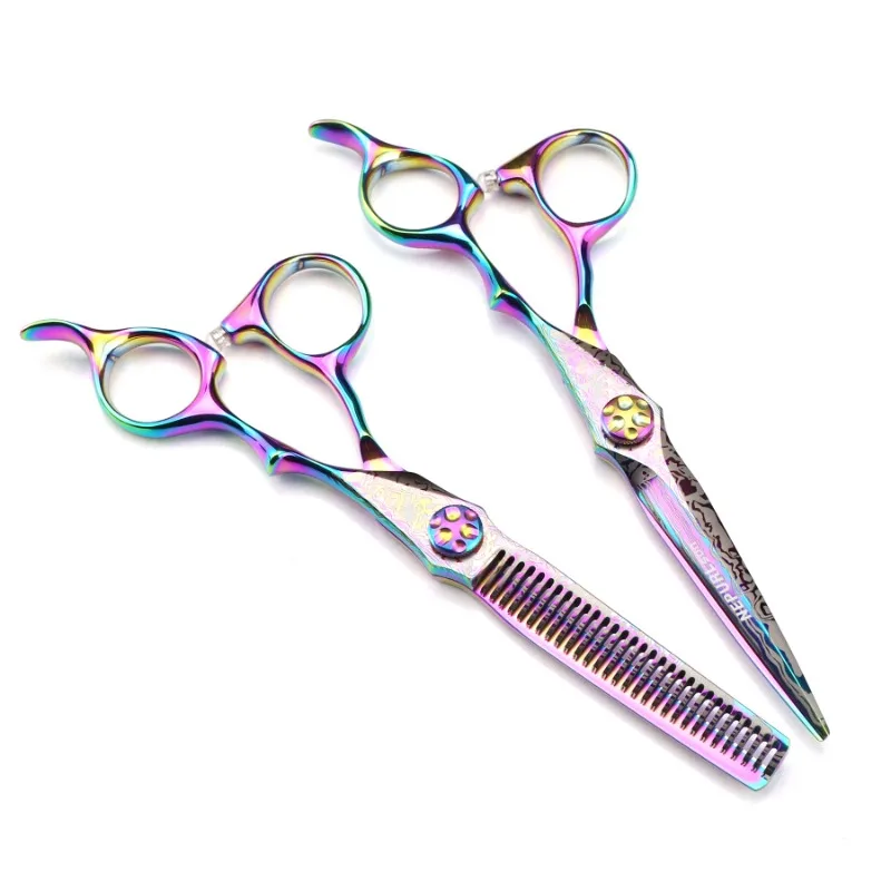 Professional 6 '' Damascus Scissor Gem Upscale Hair Scissors Cutting Barber Tools Haircut Thinning Shears Hairdresser Scissors