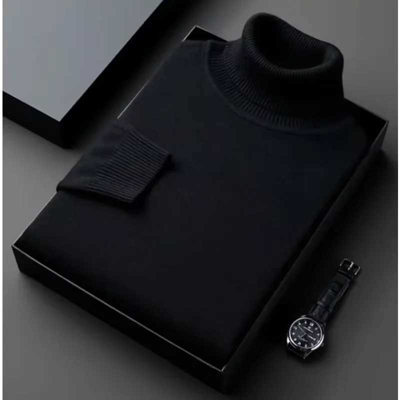 Mens anti pilling sports shirt high-quality knitted turtle neck sports shirt ultra-thin fit long sleeved floral solid color mens clothing W2411111