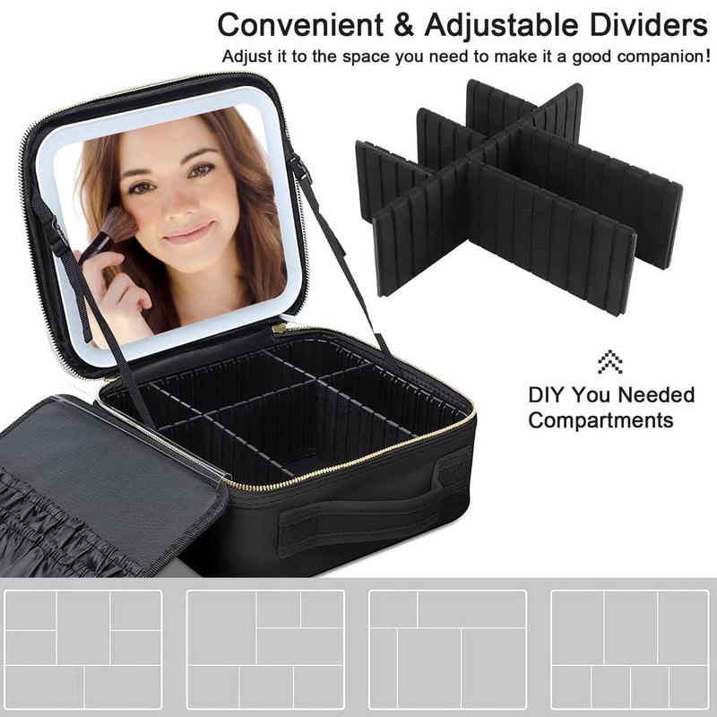Smart LED Makeup Bag With Mirror Luminous Make up Organizer Waterproof PU Leather Travel Cosmetic Case Birthday Christmas Gifts ca78a