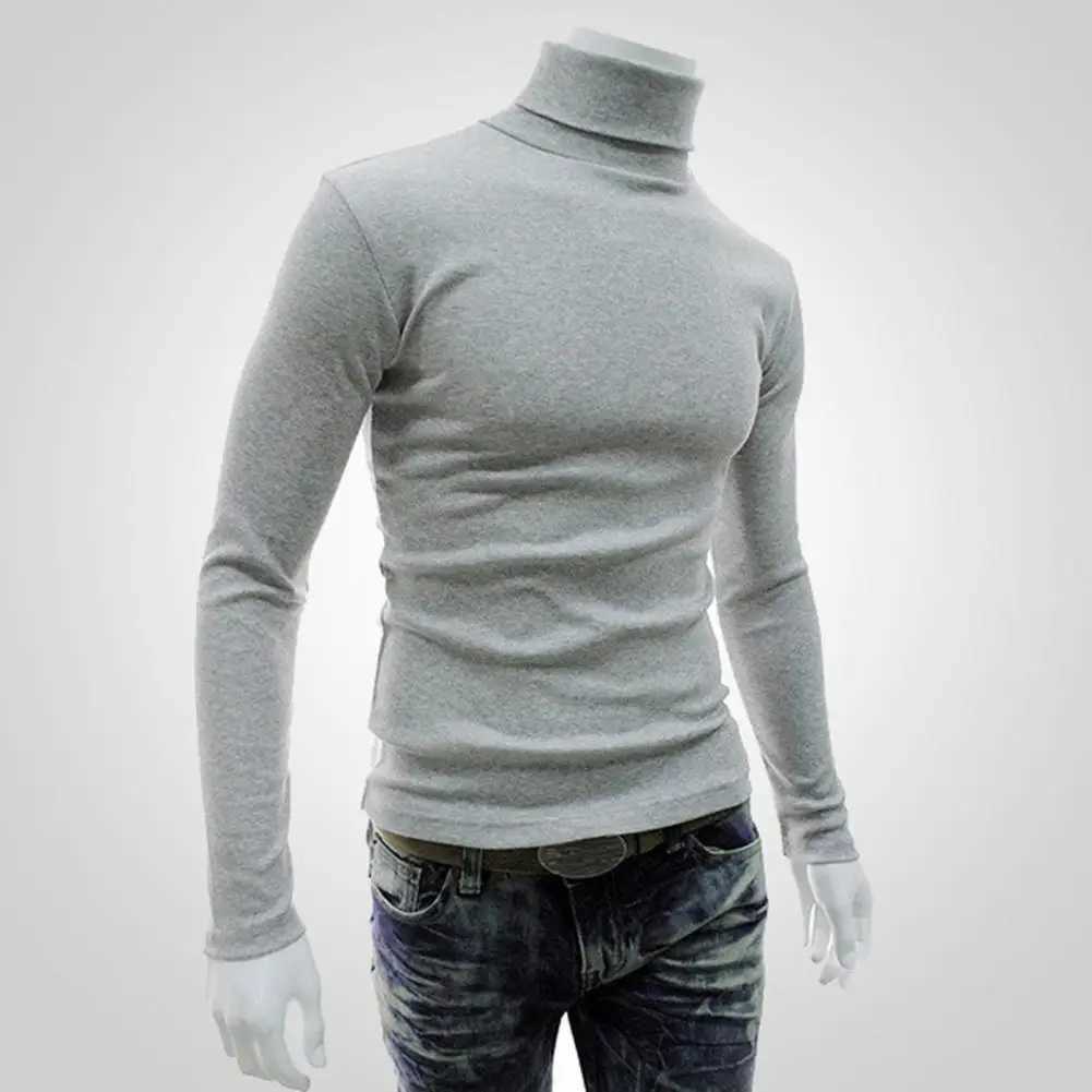 Fashionable Turtleneck slim fit autumn Pullover lightweight knitted shirt solid color elastic knitted shirt suitable for daily wear W2411111